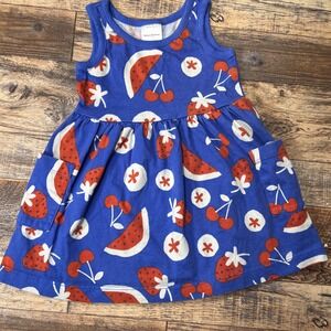 Hanna Andersson Sleeveless Playground Dress Toddler Girl 2T Fruit Summer July 4